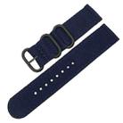 Washable Nylon Canvas Watchband, Band Width:18mm(Dark Blue with Black Ring Buckle) - 2