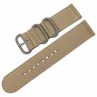Washable Nylon Canvas Watchband, Band Width:18mm(Khaki with Silver Ring Buckle) - 2
