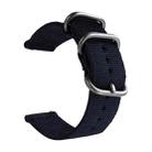 Washable Nylon Canvas Watchband, Band Width:20mm(Dark Blue with Silver Ring Buckle) - 1