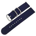Washable Nylon Canvas Watchband, Band Width:20mm(Dark Blue with Silver Ring Buckle) - 2