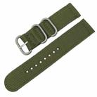Washable Nylon Canvas Watchband, Band Width:22mm(Army Green with Silver Ring Buckle) - 2