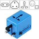 World-Wide Universal Travel Concealable Plugs Adapter with & Built-in Dual USB Ports Charger for US, UK, AU, EU(Blue) - 1