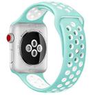 For Apple Watch Series 9&8&7 41mm / SE 3&SE 2&6&SE&5&4 40mm / 3&2&1 38mm Fashionable Classical Silicone Sport Watch Band (White Green) - 1