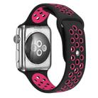 For Apple Watch Series 7 41mm / 6 & SE & 5 & 4 40mm / 3 & 2 & 1 38mm Fashionable Classical Silicone Sport Watch Band (Black Rose Red) - 1