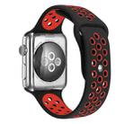 For Apple Watch Series 9&8&7 41mm / SE 3&SE 2&6&SE&5&4 40mm / 3&2&1 38mm Fashionable Classical Silicone Sport Watch Band (Black Red) - 1