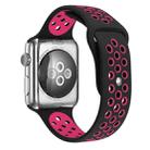 For Apple Watch Ultra 49mm&Watch Ultra 2 49mm / Series 9&8&7 45mm / SE 3&SE 2&6&SE&5&4 44mm / 3&2&1 42mm Fashionable Classical Silicone Sport Watch Band (Black Rose Red) - 1