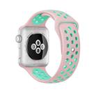 For Apple Watch Ultra 49mm&Watch Ultra 2 49mm / Series 9&8&7 45mm / SE 3&SE 2&6&SE&5&4 44mm / 3&2&1 42mm Fashionable Classical Silicone Sport Watch Band(Pink Green) - 1