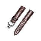 Round Texture Butterfly Buckle Crocodile Leather Watch Band, Size: 18mm (Coffee) - 1