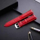 Lizard Texture Leather Strap  Watch Band, Size: 14mm(Red) - 1