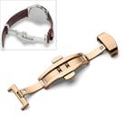 Watch Leather Wrist Strap Butterfly Buckle 316 Stainless Steel Double Snap, Size: 14mm (Rose Gold) - 1