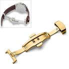 Watch Leather Watch Band Butterfly Buckle 316 Stainless Steel Double Snap, Size: 18mm(Gold) - 1