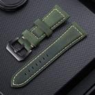 Crazy Horse Layer Frosted Black Buckle Watch Leather Watch Band, Size: 24mm (Army Green) - 1
