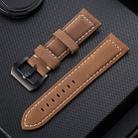 Crazy Horse Layer Frosted Black Buckle Watch Leather Watch Band, Size: 24mm (Light Brown) - 1