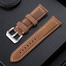 Crazy Horse Layer Frosted Silver Buckle Watch Leather Watch Band, Size: 22mm(Light Brown) - 1