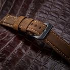 Crazy Horse Layer Frosted Silver Buckle Watch Leather Watch Band, Size: 22mm(Light Brown) - 4