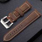 Crazy Horse Layer Frosted Silver Buckle Watch Leather Watch Band, Size: 22mm(Dark Brown) - 1