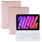 A06 Detachable Lambskin Texture Ultra-thin TPU Bluetooth Keyboard Leather Tablet Case with Stand For iPad mini 6 (Rose Gold) - 1