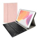 RK109C Detachable Magnetic Plastic Bluetooth Keyboard with Touchpad + Silk Pattern TPU Tablet Case for iPad Air 2020, with Pen Slot & Bracket(Rose Gold) - 1