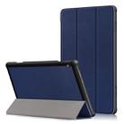 3-folding Custer Texture Deformation Flip Leather Case for Lenovo Tab M10 TB-X605F / X505F(Dark Blue) - 1