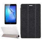 For Huawei  MediaPad T3 8 inch Silk Texture Horizontal Flip Leather Case with 3-folding Holder(Black) - 1