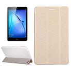 For Huawei  MediaPad T3 8 inch Silk Texture Horizontal Flip Leather Case with 3-folding Holder(Gold) - 1