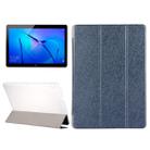 For Huawei  MediaPad T3 10 9.6 inch Silk Texture Horizontal Flip Leather Case with 3-folding Holder(Dark Blue) - 1