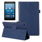 For Amazon Kindle Fire HD8 (2017) Litchi Texture Horizontal Flip Leather Case with Holder(Dark Blue) - 1