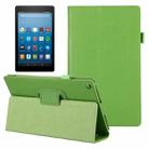 For Amazon Kindle Fire HD8 (2017) Litchi Texture Horizontal Flip Leather Case with Holder(Green) - 1