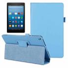 For Amazon Kindle Fire HD8 (2017) Litchi Texture Horizontal Flip Leather Case with Holder(Blue) - 1