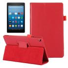 For Amazon Kindle Fire HD8 (2017) Litchi Texture Horizontal Flip Leather Case with Holder(Red) - 1