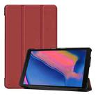 Custer Texture Horizontal Flip Leather Case for Galaxy Tab A 8.0 (2019) P205 / P200, with Three-folding Holder (Wine Red) - 1