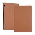 Universal Voltage Craft Cloth TPU Protective Case for Huawei MediaPad T5, with Holder(Brown) - 1