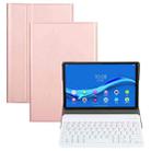 AM11 2 in 1 Removable Bluetooth Keyboard + Protective Leather Tablet Case with Holder for Lenovo M10 FHD REL TB-X605FC/LC(Rose Gold) - 1