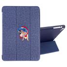 Embroidered cartoon Pattern Left and Right Flip Leather Case for iPad Mini 5 / 4 , with Three-folding Holder & Sleep / Wake-up Function & Pen Slot (Blue) - 1