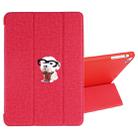 Embroidered cartoon Pattern Left and Right Flip Leather Case for iPad Mini 5 / 4 , with Three-folding Holder & Sleep / Wake-up Function & Pen Slot (Red) - 1