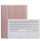 A11-A 2 in 1 Removable Bluetooth Keyboard + Protective Leather Tablet Case with Touchpad & Holder for iPad Pro 11 2021 / 2020 / 2018, iPad Air 2020(Rose Gold) - 1
