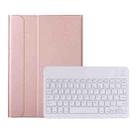 AK10 2 in 1 Detachable Bluetooth Keyboard + Lambskin Texture TPU Protective Leather Tablet Case with Holder for Lenovo Qitian K10 TB-X6C6X(Rose Gold) - 1