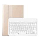 YAK10 2 in 1 Detachable Round Keycap Bluetooth Keyboard + Lambskin Texture TPU Protective Leather Tablet Case with Holder for Lenovo Qitian K10 TB-X6C6X(Gold) - 1