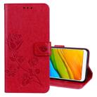 For Xiaomi Redmi 5 Plus Rose Embossed Horizontal Flip Environmental PU Leather Case with Holder & Card Slots & Wallet(Red) - 1