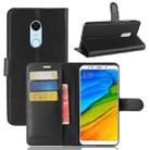 For Xiaomi  Redmi 5 Plus Litchi Texture Horizontal Flip Leather Case with Holder & Card Slots & Wallet (Black) - 1