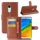 For Xiaomi  Redmi 5 Plus Litchi Texture Horizontal Flip Leather Case with Holder & Card Slots & Wallet (Brown) - 1