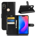 Litchi Texture Horizontal Flip PU Leather Case for Xiaomi Redmi Note 6, with Holder & Card Slots & Wallet(Black) - 1