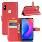 Litchi Texture Horizontal Flip PU Leather Case for Xiaomi Redmi Note 6, with Holder & Card Slots & Wallet(Red) - 1