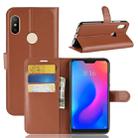 Litchi Texture Horizontal Flip PU Leather Case for Xiaomi Redmi Note 6, with Holder & Card Slots & Wallet(Brown) - 1