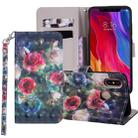 Rose Flower Pattern Colored Drawing Horizontal Flip Leather Case for Xiaomi Mi 8, with Holder & Card Slots & Wallet & Lanyard - 1