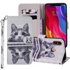 Cat In The Mirror Pattern Colored Drawing Horizontal Flip Leather Case for Xiaomi Mi 8, with Holder & Card Slots & Wallet & Lanyard - 1