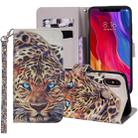 Leopard Pattern Colored Drawing Horizontal Flip Leather Case for Xiaomi Mi 8, with Holder & Card Slots & Wallet & Lanyard - 1