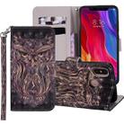 Owl Pattern Colored Drawing Horizontal Flip Leather Case for Xiaomi Mi 8, with Holder & Card Slots & Wallet & Lanyard - 1