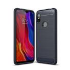 Brushed Texture Carbon Fiber Shockproof TPU Case for for Xiaomi Redmi Note 6 (Navy Blue) - 1