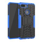 Shockproof  PC + TPU Tire Pattern Case for Xiaomi Mi 8 Lite, with Holder(Blue) - 1